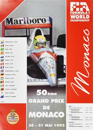 MANIFESTO 50ème GRAND PRIX MONACO 92 cm 60x42 Manifesto originale del 50esimo...