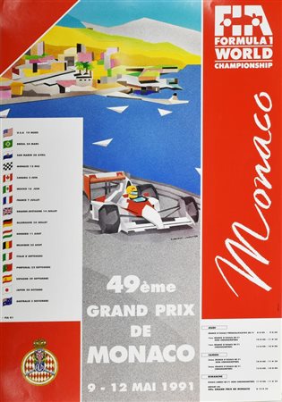 MANIFESTO 49ème GRAND PRIX MONACO 91 cm 59,5x43 Manifesto originale del...