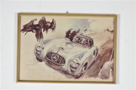 Ignoto MERCEDES 300 SL, ALI DI GABBIANO stampa su carta, cm 27x39 sul fronte:...