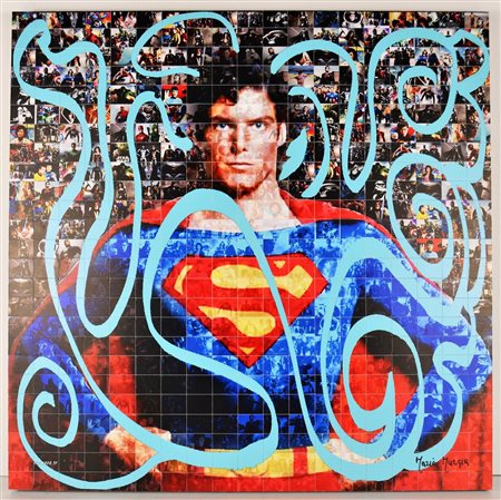 MURGIA MARIA (n. 1935) Superman. . 2018. Fotomosaico digitale. Cm 50,00 x...