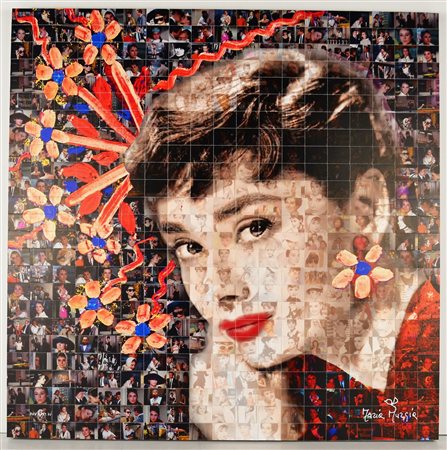MURGIA MARIA (n. 1935) Omaggio a Audrey Hepburn. 2018. Fotomosaico digitale....