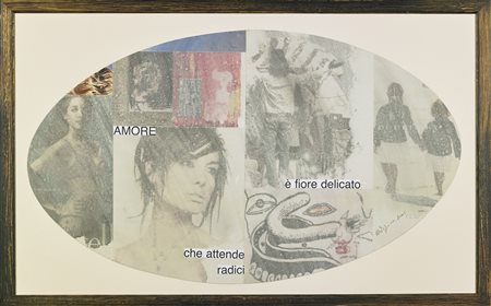 MALIPIERO (n. 1934) Amore. 2005. Collage su cartone. Cm 70,00 x 40,00. Firma...
