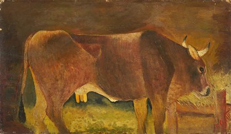 Giuseppe Cesetti 1902 - 1990 La Mucca, 1930 Olio su tavola H47.5 x L82 cm...