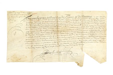 LUIGI XIV (1638-1715) - Lettera di promozione firmata "Louis". 26 Gennaio 1696.