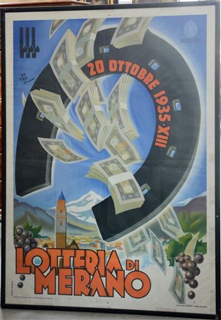 Virgilip Retrosi (Roma 1892 - 1975) Lotteria di Merano 1935-XIII Affiche...