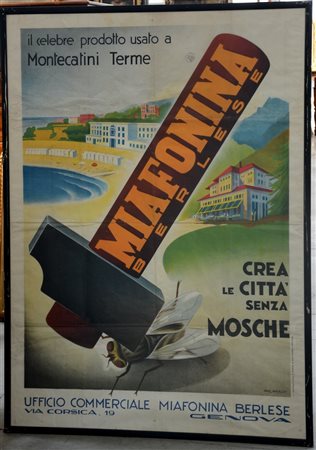 Anonimo Miafonina Berlese 1934, affiche originale Ed. Gros-Monti & co Torino...