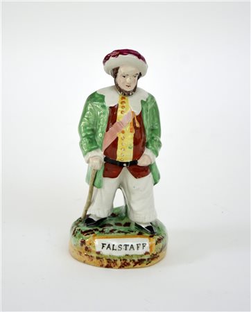 Manifattura di Staffordshire sec. XIX "Falstaff" statuetta in ceramica...