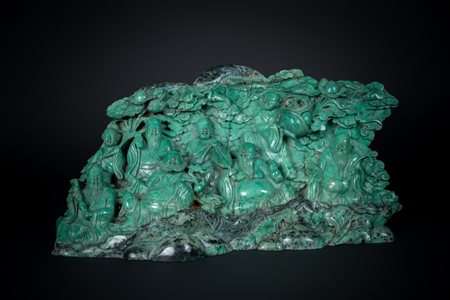 Arte Cinese  A large jadeite carved with the eight immortals China, Qing dynasty, 19th century .