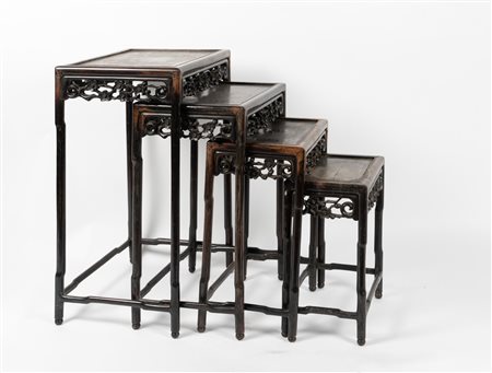Arte Cinese  A set of four wooden nest of tables China, 20th century .