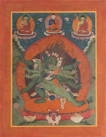 Arte Himalayana  Thangka depicting one of the ten wrathful Tibet, 19th century .
