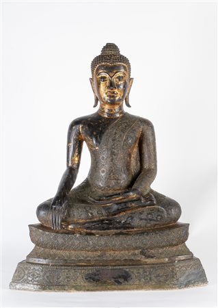 Arte Sud-Est Asiatico  A large bronze figure of Buddha Thailandia, late 18th century .