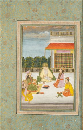 Arte Islamica  A miniature painting depicting a Quran school on a terrace Lucknow or Faizabad, Mughal India, late 18th century Opaque pigments heightened with gold on paper.