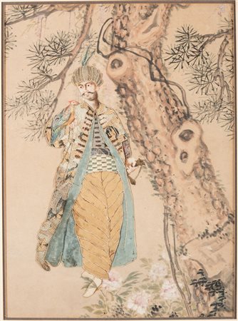 Arte Islamica  A Chinese painting completed with an Ottoman man made of textile Ottoman Turkey, 19th century .