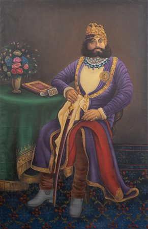 Arte Islamica  A large painting portraying Sir Venkat Raman Ramanuj Prasad Singh Ju Deo Bahadur, Maharaja of Rewah (1876-1918)India, 20th century Oil on canvas .