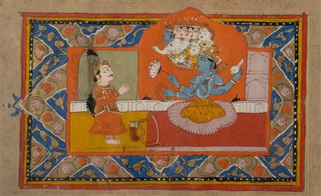 Arte Indiana  Folio from a manuscript portraying Lord Vishnu Kashmir, 19th century .