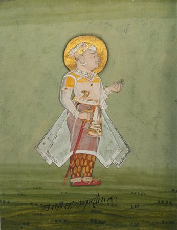 Arte Indiana  Portrait of a RajaIndia, late 19th century Pigments and gold on paper .