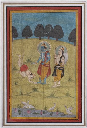 Arte Indiana  A Ramayana painting depicting Rama and Humayun India, Rajasthan, 19th century .