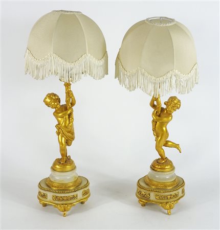 Coppia lampade da comodino bronzo