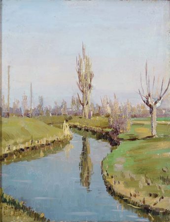 SOGARO OSCAR Dolo 1888 - Venezia 1967 Alito di primavera 1941 olio su tela...