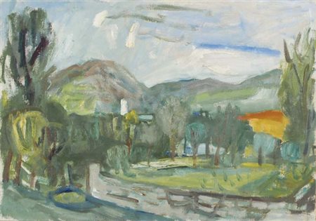 DALLA ZORZA CARLO Venezia 1896 - 1977 Bardonecchia 1951 olio su cartone...