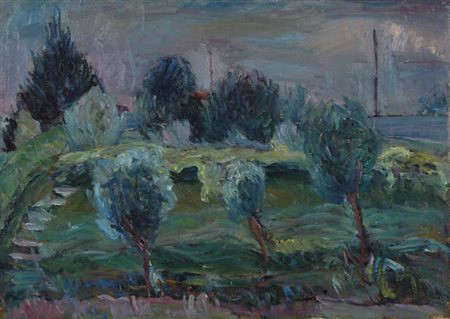 COLETTI NANDO Treviso 1907 -1979 Campagna veneta (anni '30) olio su tavola...