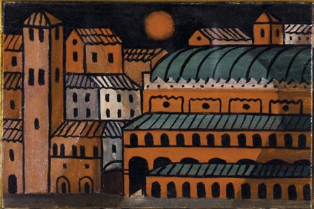 PENDINI FULVIO Padova 1908 -1975 Il salone (1970) olio su tela 10x15 cm firma...