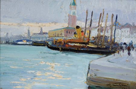 LENTINI GIOVANNI Palermo 1882 - Milano 1955 Isola di San Giorgio 1928 olio su...