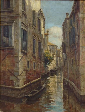 DAL BO ZACCARIA Venezia 1872 - 1935 Canale a Venezia olio su tela riportata...