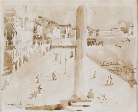 VARAGNOLO MARIO Venezia 1901 - 1971 Piazzetta San Marco 1954 gouache su carta...