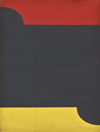 PIEMONTI LORENZO Milano 1935 Rosso nero giallo 1969 olio su tela 40x30 cm...