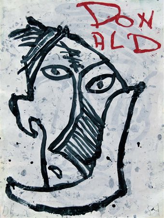 BAECHLER DONALD Omaggio a Picasso 1984 acrilici e collage su carta 60x45 cm...