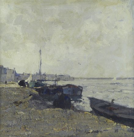 Angelo Pavan (Vicenza, 1893 - Venezia, 1945) Impressione Olio su compensato,...