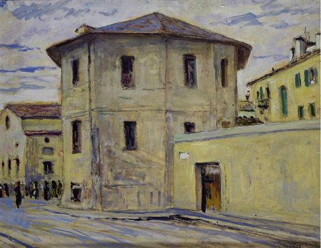 Galileo Chini (Firenze, 1873 - 1956) Le scuderie dell'Arcivescovado a Milano...