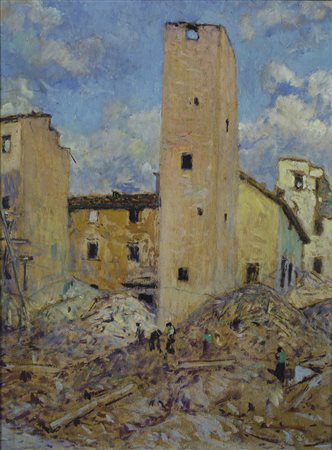 Galileo Chini (Firenze, 1873 - 1956) Por santa maria: rovine Olio su...