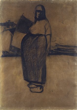 Lorenzo Viani (Viareggio, 1882 - Ostia, 1936) La doppia attesa Carboncino su...