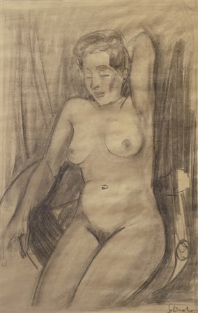 Giovanni Stradone (Nola, 1911 - Roma, 1981) Nudo seduto, 1940 Carboncino, cm....