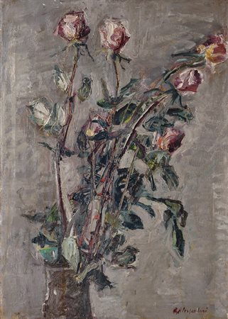 Renato Alessandrini (Empoli, 1919 - Firenze, 1991) Fiori Olio su tela, cm....