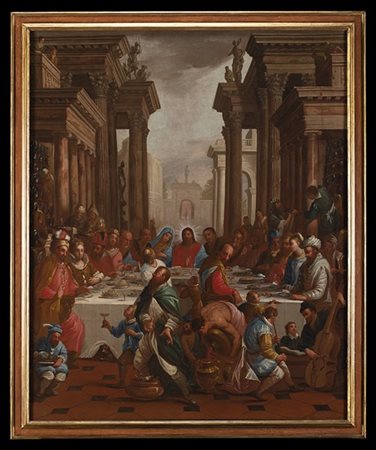 Antonio Cifrondi Nozze di Cana
Olio su tela cm 132,2x109,3
In cornice (difetti e