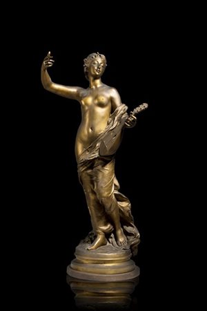 Da Boudet Paris, H.Weigele secolo XIX "Allegoria della musica" scultura in bron