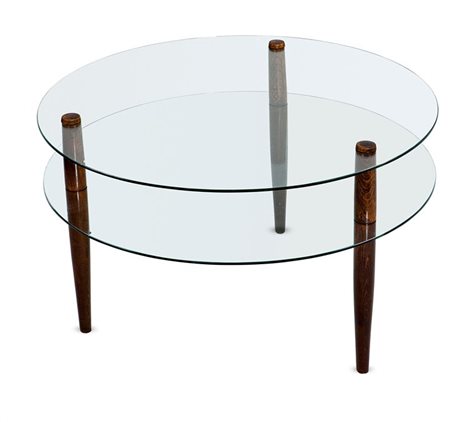 PAULUCCI ENRICO Tavolino in legno di faggio e cristallo temperato trasparente...