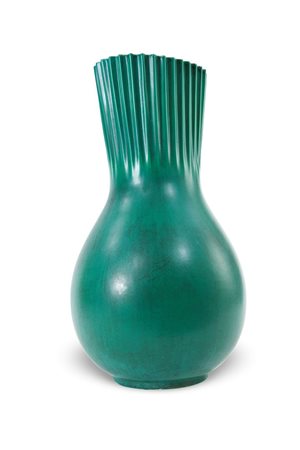 GARIBOLDI GIOVANNI 6594 Grande vaso con collo ondulato in ceramica a...