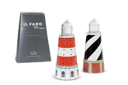 ROSSI ALDO Il Faro torre Due contenitori in porcellana e vetro stampato. Uno...