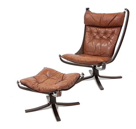 RESSELL SIGURD Falcon Chair Poltrona con poggiapiedi, struttura in legno di...