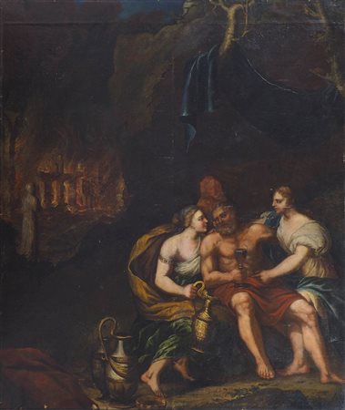 Maestro del XVII secolo "Loth e le figlie" cm. 175x150 - olio su tela foderata