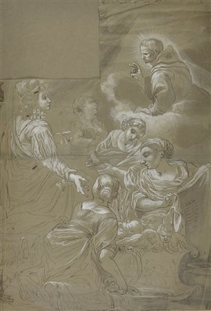 Scuola genovese del XVII secolo "Natività" cm. 57x39 - china e biacca su...