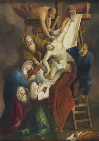 Maestro del XIX secolo "Cristo deposto" cm. 56x40 - oli su tavola