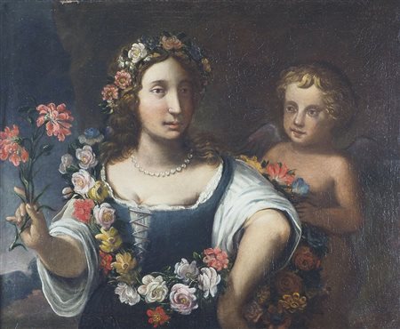 Maestro veneto del XVIII sdcolo "Allegoria della flora" cm. 60x75 - olio su...