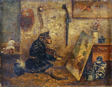 Scuola Fiamminga del XIX secolo
 

The painter monkey