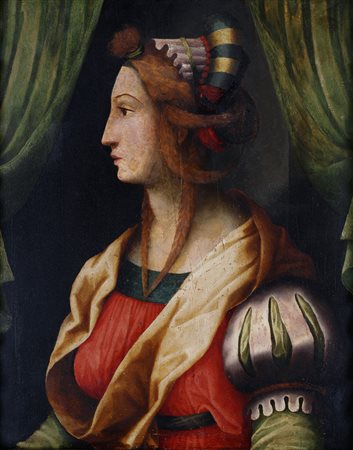Francesco Ubertini detto il Bacchiacca (attribuito)
(Borgo San Lorenzo  1494-Firenze 1557)

Profile of a Florentine gentlewoman
