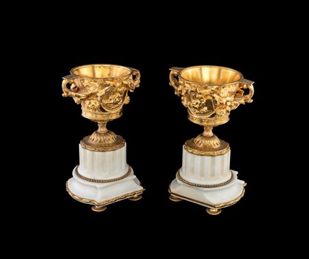 
Pair of gilded bronze vases